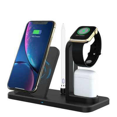 Wireless Charger Stand 4 in 1 QI Fast Charger Phone Holder for Airpods iPhone Samsung Wireless Charging Dock for iWatch