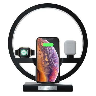 Touch Control Desk Lamp 10W Wireless Charger Stand 4 in 1 QI Fast Charger Phone Holder for Airpods iPhone